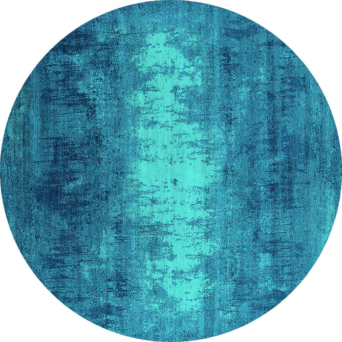Round Oriental Turquoise Industrial Rug, urb2796turq