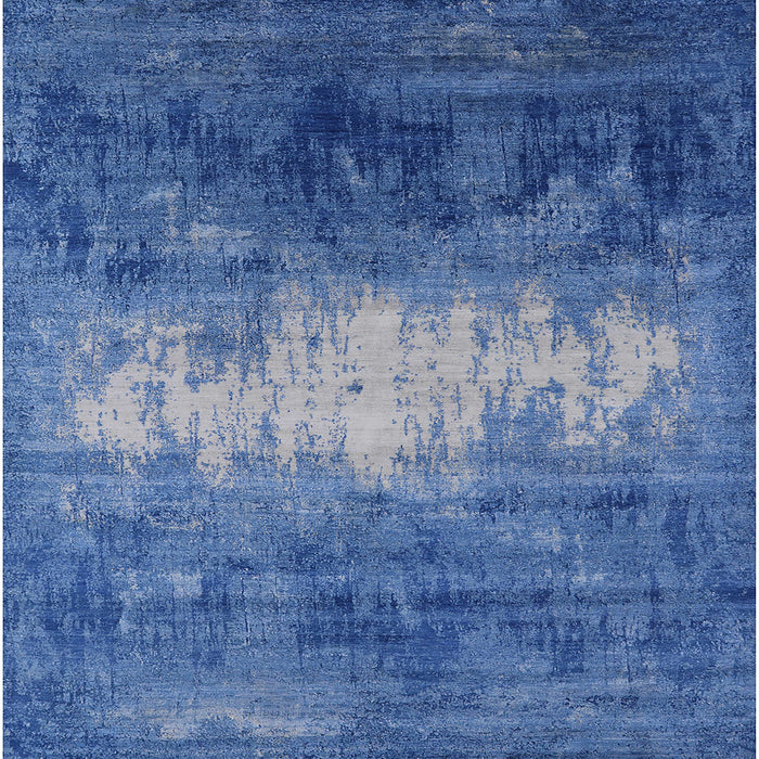 Square Mid-Century Modern Blue Oriental Rug, urb2796
