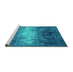 Sideview of Machine Washable Oriental Turquoise Industrial Area Rugs, wshurb2796turq