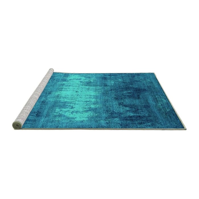 Sideview of Machine Washable Oriental Turquoise Industrial Area Rugs, wshurb2796turq