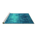 Sideview of Machine Washable Oriental Turquoise Industrial Area Rugs, wshurb2796turq