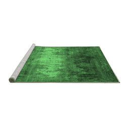 Sideview of Machine Washable Oriental Emerald Green Industrial Area Rugs, wshurb2796emgrn