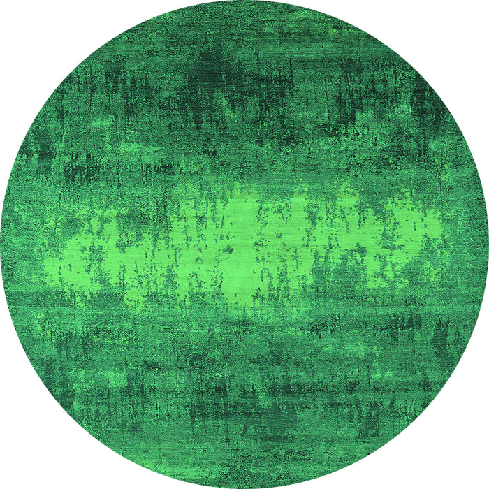 Round Oriental Green Industrial Rug, urb2796grn