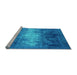 Sideview of Machine Washable Oriental Light Blue Industrial Rug, wshurb2796lblu