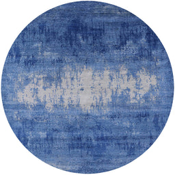 Round Mid-Century Modern Blue Oriental Rug, urb2796