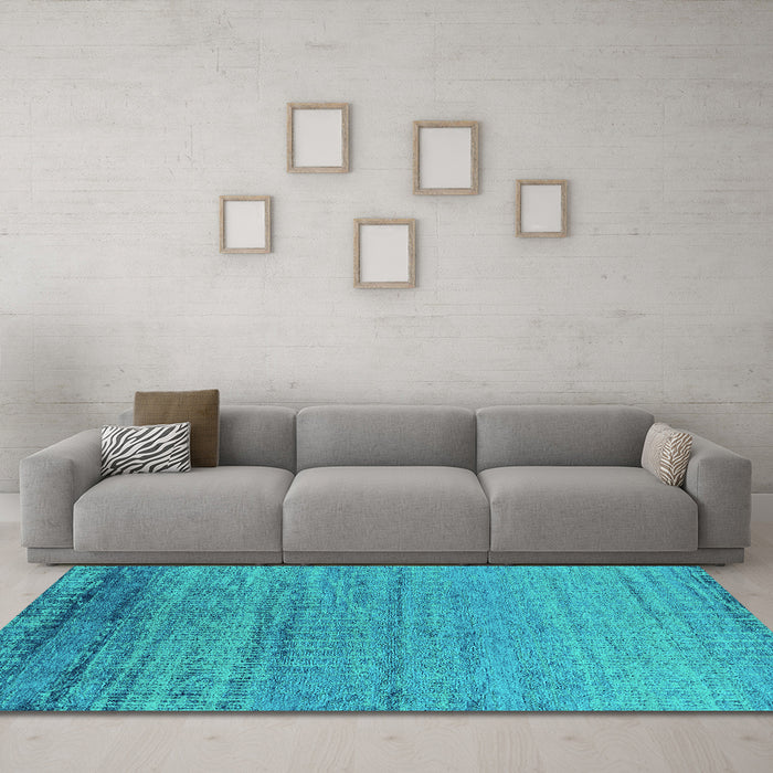 Machine Washable Oriental Turquoise Industrial Area Rugs in a Living Room,, wshurb2797turq