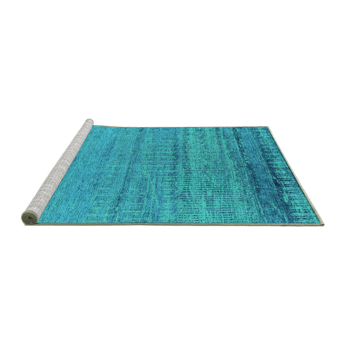 Sideview of Machine Washable Oriental Turquoise Industrial Area Rugs, wshurb2797turq