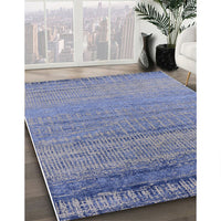 Mid-Century Modern Blue Gray Oriental Rug, urb2797