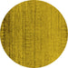 Round Oriental Yellow Industrial Rug, urb2797yw