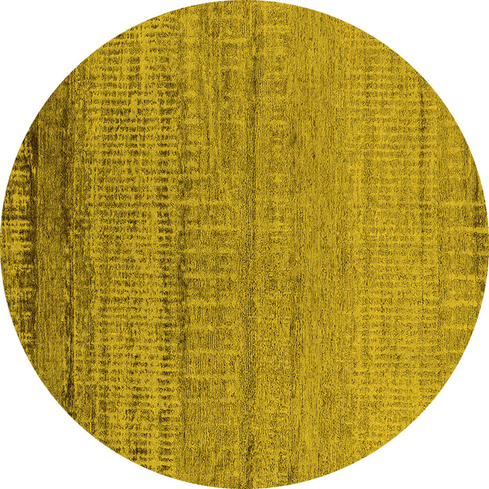 Round Machine Washable Oriental Yellow Industrial Rug, wshurb2797yw