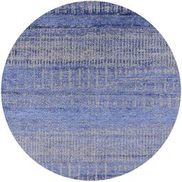 Round Mid-Century Modern Blue Gray Oriental Rug, urb2797