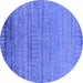 Round Oriental Blue Industrial Rug, urb2797blu