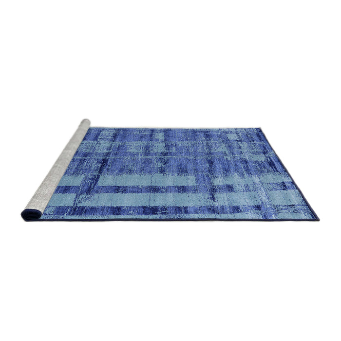 Sideview of Machine Washable Industrial Modern Blue Rug, wshurb2798
