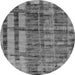 Round Machine Washable Oriental Gray Industrial Rug, wshurb2798gry