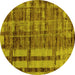 Round Machine Washable Oriental Yellow Industrial Rug, wshurb2798yw