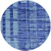 Round Machine Washable Industrial Modern Blue Rug, wshurb2798