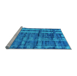 Sideview of Machine Washable Oriental Light Blue Industrial Rug, wshurb2798lblu