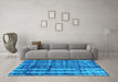 Machine Washable Oriental Light Blue Industrial Rug in a Living Room, wshurb2798lblu