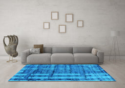 Machine Washable Oriental Light Blue Industrial Rug in a Living Room, wshurb2798lblu