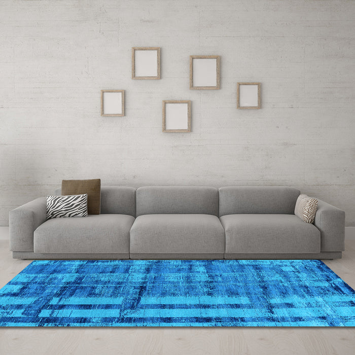 Machine Washable Oriental Light Blue Industrial Rug in a Living Room, wshurb2798lblu