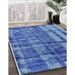 Mid-Century Modern Blue Oriental Rug in Family Room, urb2798