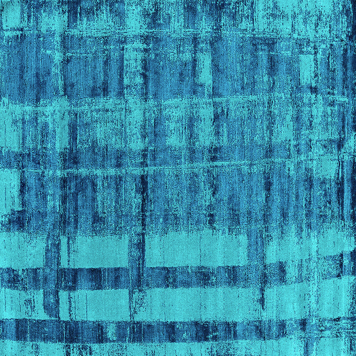 Square Oriental Turquoise Industrial Rug, urb2798turq
