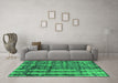 Machine Washable Oriental Green Industrial Area Rugs in a Living Room,, wshurb2798grn