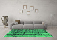 Machine Washable Oriental Green Industrial Rug, wshurb2798grn