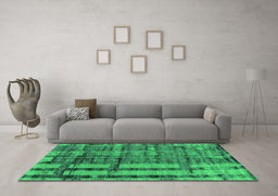 Machine Washable Oriental Green Industrial Area Rugs in a Living Room,, wshurb2798grn