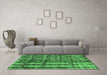 Machine Washable Oriental Emerald Green Industrial Area Rugs in a Living Room,, wshurb2798emgrn