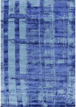 Machine Washable Industrial Modern Blue Rug, wshurb2798