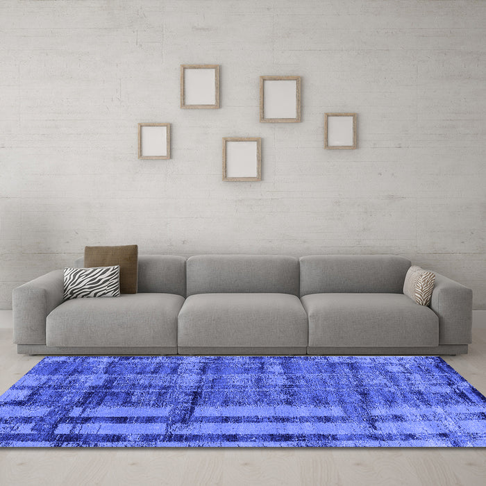 Machine Washable Oriental Blue Industrial Rug in a Living Room, wshurb2798blu