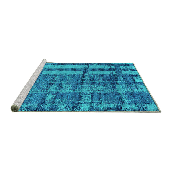 Sideview of Machine Washable Oriental Turquoise Industrial Area Rugs, wshurb2798turq