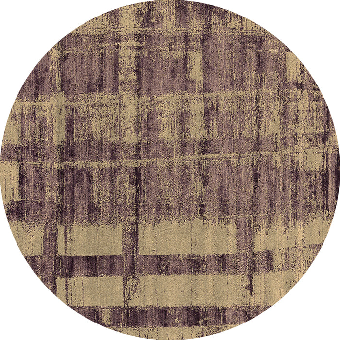 Round Machine Washable Oriental Brown Industrial Rug, wshurb2798brn