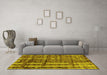 Machine Washable Oriental Yellow Industrial Rug in a Living Room, wshurb2798yw