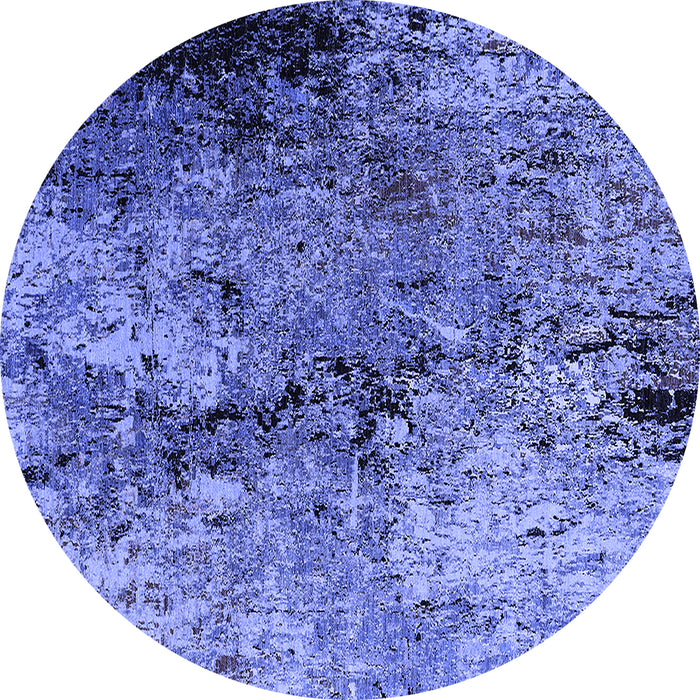 Round Oriental Blue Industrial Rug, urb2799blu