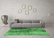 Machine Washable Oriental Emerald Green Industrial Area Rugs in a Living Room,, wshurb2799emgrn