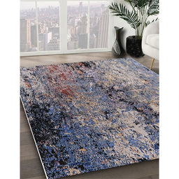 Mid-Century Modern Plum Purple Oriental Rug in Family Room, urb2799