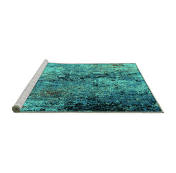 Sideview of Machine Washable Oriental Turquoise Industrial Area Rugs, wshurb2799turq