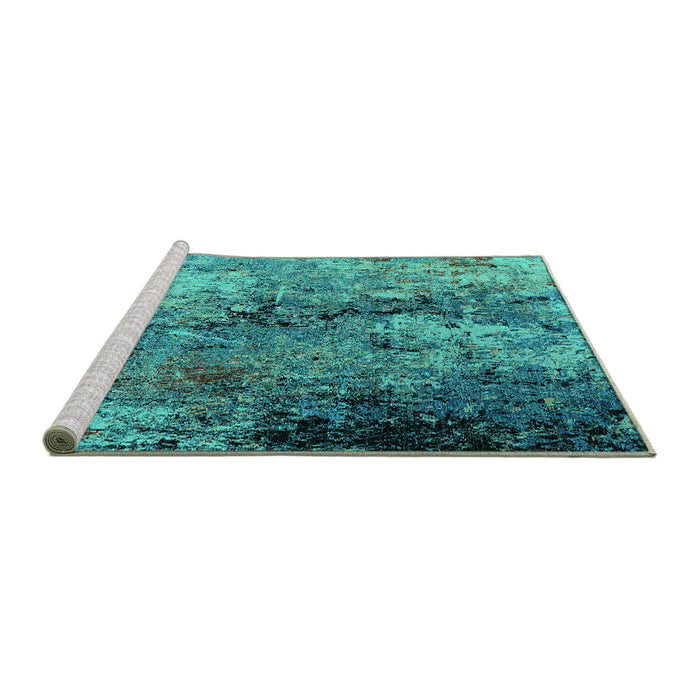 Sideview of Machine Washable Oriental Turquoise Industrial Area Rugs, wshurb2799turq