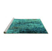 Sideview of Machine Washable Oriental Turquoise Industrial Area Rugs, wshurb2799turq