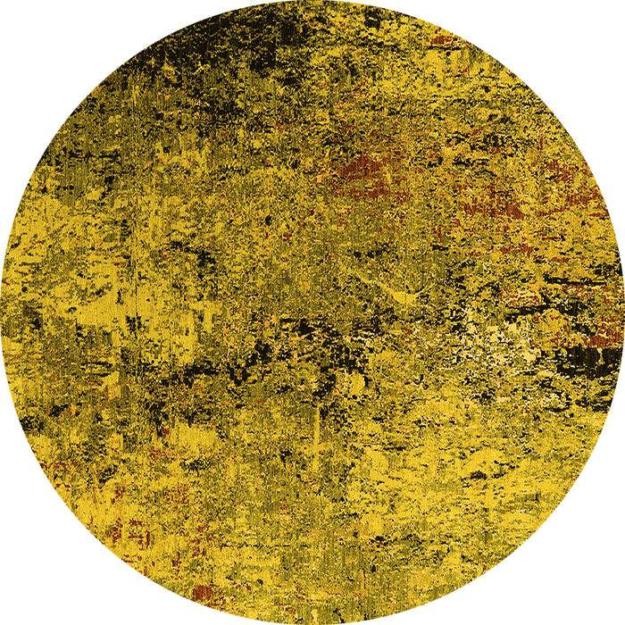 Round Oriental Yellow Industrial Rug, urb2799yw