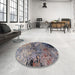 Round Machine Washable Industrial Modern Plum Purple Rug in a Office, wshurb2799