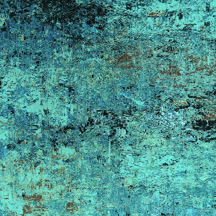 Square Machine Washable Oriental Turquoise Industrial Area Rugs, wshurb2799turq