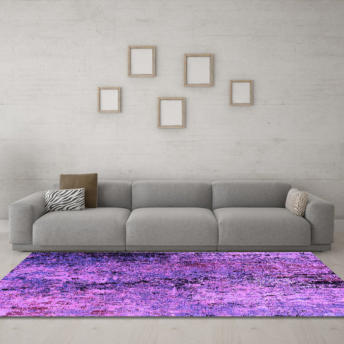 Machine Washable Oriental Purple Industrial Area Rugs in a Living Room, wshurb2799pur
