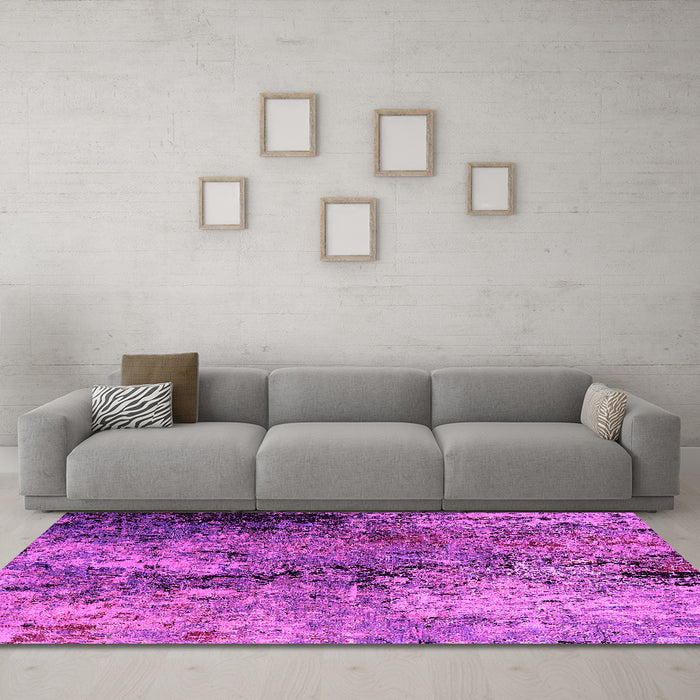 Machine Washable Oriental Pink Industrial Rug in a Living Room, wshurb2799pnk