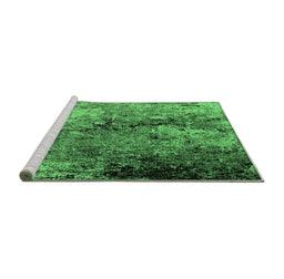 Sideview of Machine Washable Oriental Emerald Green Industrial Area Rugs, wshurb2799emgrn