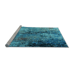 Sideview of Machine Washable Oriental Light Blue Industrial Rug, wshurb2799lblu