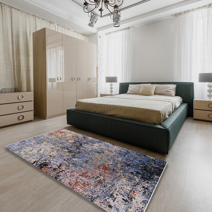 Machine Washable Industrial Modern Plum Purple Rug in a Bedroom, wshurb2799