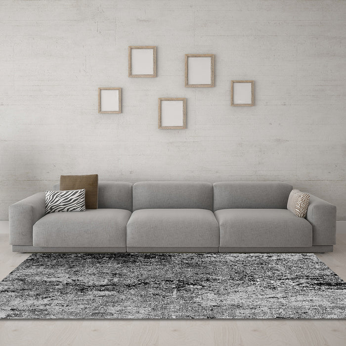 Machine Washable Oriental Gray Industrial Rug in a Living Room,, wshurb2799gry